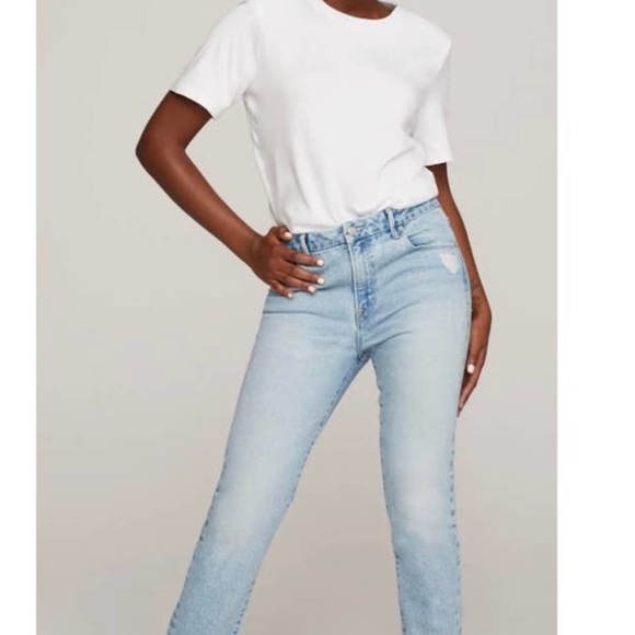 Good American Good Classic High Rise Denim Jeans Light Wash Blue Size 12 / 31 - Picture 11 of 13